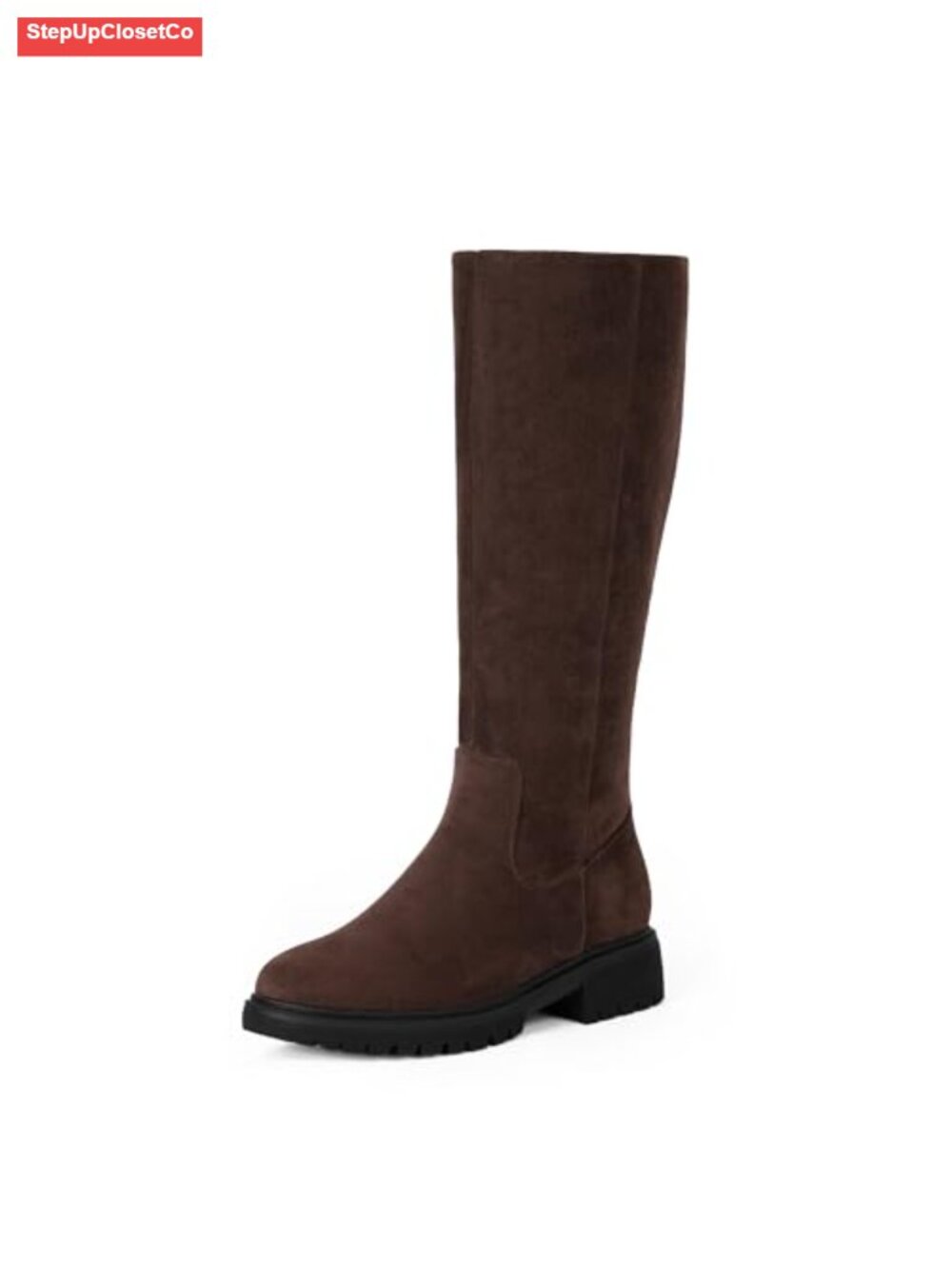 Women's Knee High Boots Round Toe Low Heel Faux Suede Tall Riding Boots